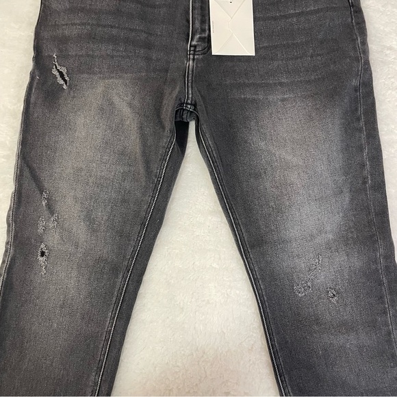 KanCan Jeans Womens 31 Black High Rise Ankle Skinny Distressed Raw Hem Dark Wash - Picture 6 of 12